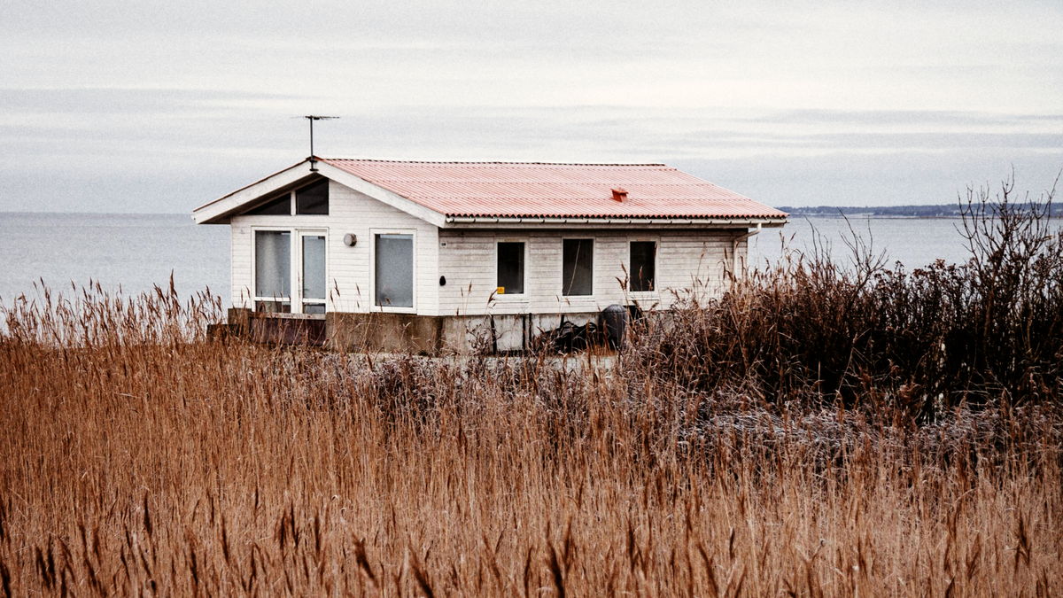 House by the Scandinavian coast in winter light